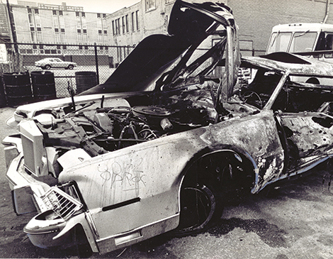 A bombed out car in the 1960s A bombed out car in the 1960s