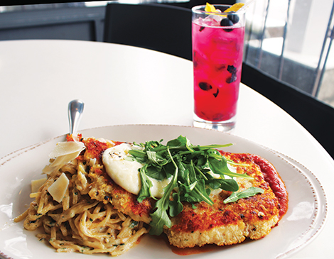 A close up of chicken parm. A close up of chicken parm.