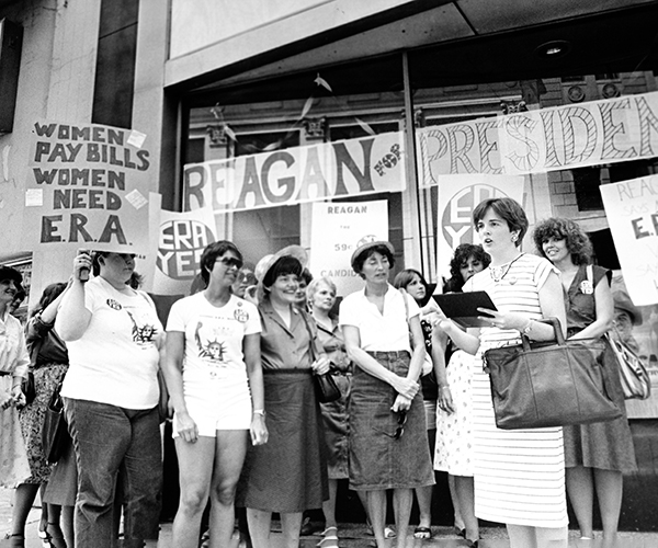 A group of women fighting for equal rights