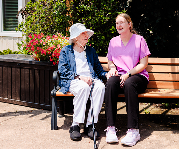 A woman in a care facility.