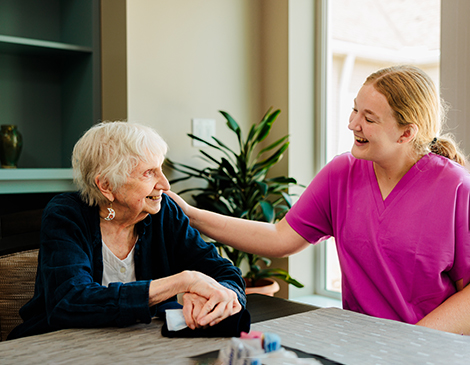 A woman in a care facility.