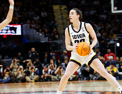 Iowa's Caitlin Clark attempting a jump shot. Iowa's Caitlin Clark attempting a jump shot.