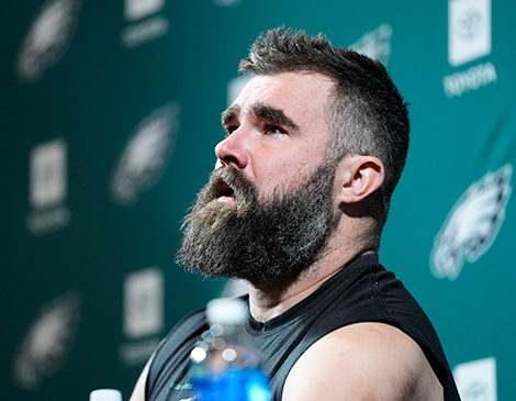 Jason Kelce at his retirement news conference Jason Kelce at his retirement news conference