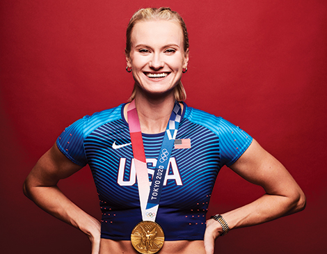 Pole vault gold medalist Kaite Moon Pole vault gold medalist Kaite Moon