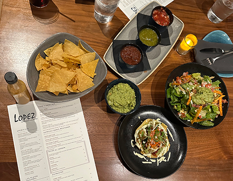 Three of the appetizers featured at Lopez