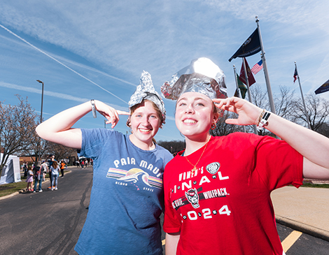 Two women ready for the eclipse