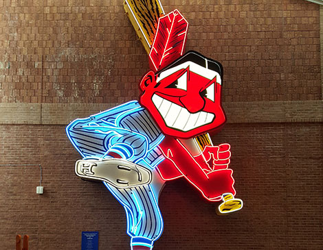 where is the chief wahoo sign now chief wahoo cleveland indians sign lit over municipal stadium gate