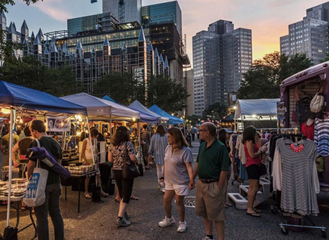 Downtown Pittsburgh has a street market in its Market Square area. (Downtown Pittsburgh Partnership).