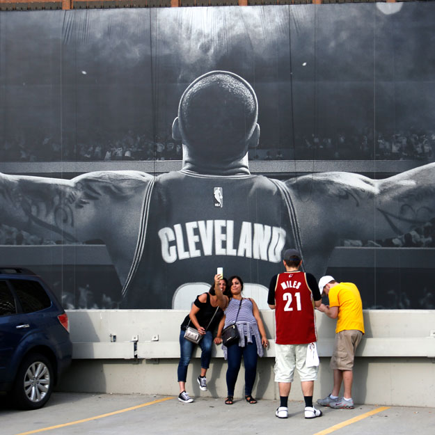 LeBron James Mural, AP Photo