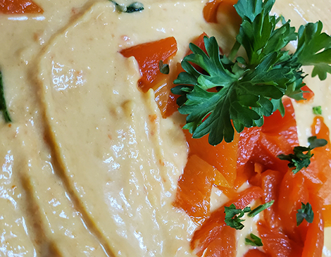 Mezza’s sweet red pepper hummus