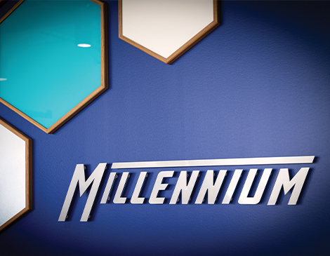 470x365-Article-2 Millennium logo on wall