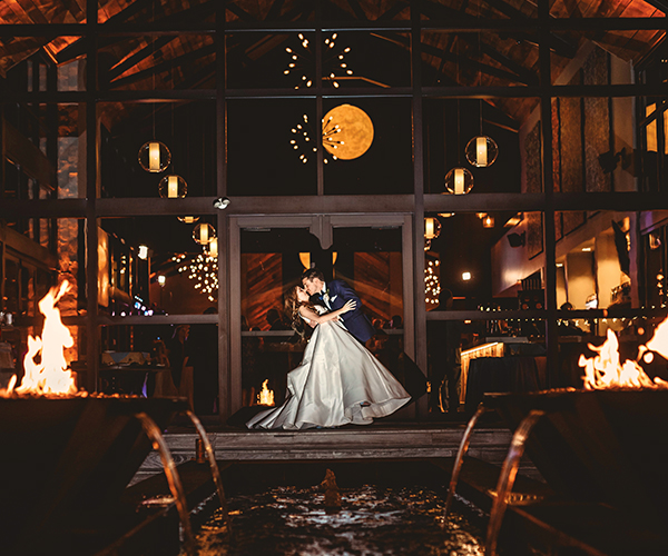 Bride and groom posing