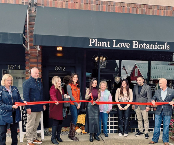 A ribbon cutting outside of Plant Love Botanicals in Brecksville, Ohio