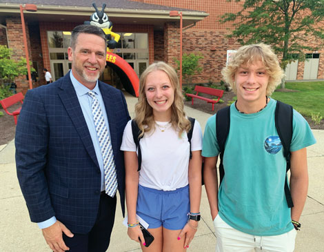 Brecksville-Broadview Heights Superintendent Jeff Harrison with high school students