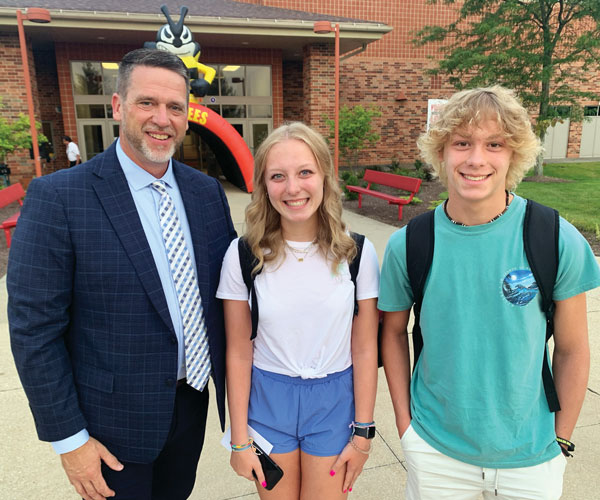 Brecksville-Broadview Heights Superintendent Jeff Harrison with high school students