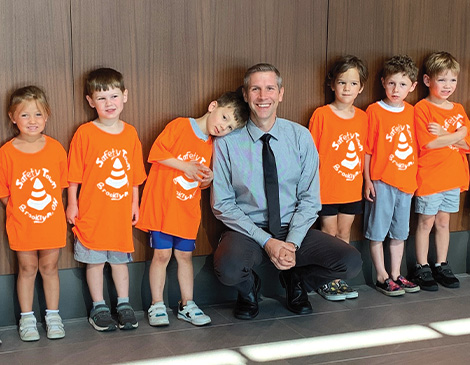 04-Mayor-article Brooklyn Mayor Van Kirk with Safety Town participants