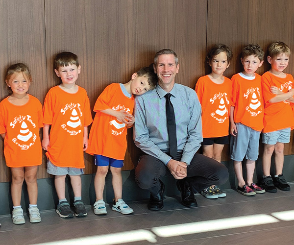 Brooklyn Mayor Van Kirk with Safety Town participants