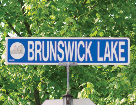 blue street sign reading 