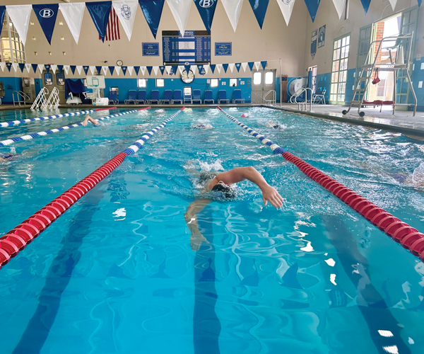 Person swimming laps