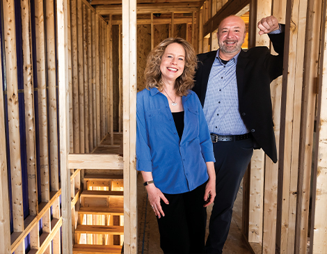 470x365_Article-2 Carolyn Bentley and Ted Theophylactos standing in a home under construction
