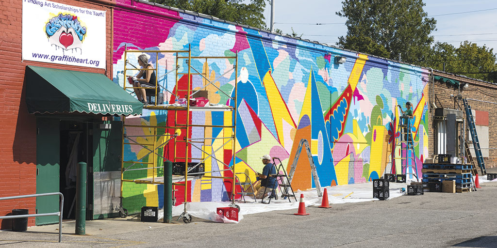 Eileen Dorsey and Ish Muhammad's mural "More Heart Than Art" Eileen Dorsey and Ish Muhammad's mural "More Heart Than Art"
