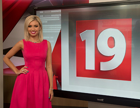Rachel Vadaj likes to wear bright colors when she is on air.