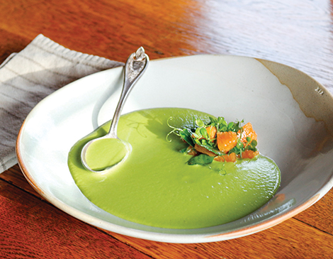 Asparagus Soup with Pea Tendrils