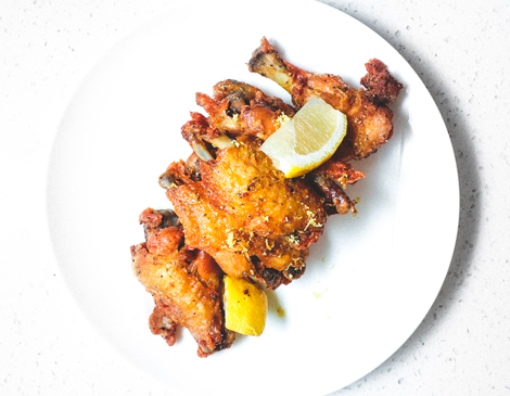 Lemon Pepper Crispy Confit of Chicken Wings