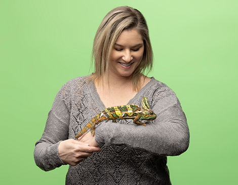 Mandy Guzzo and Dexter, the veiled chameleon Mandy Guzzo and Dexter, the veiled chameleon