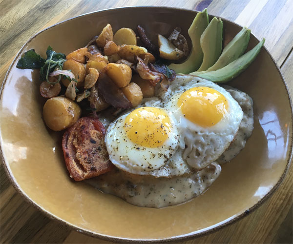 Punch Bowl Social's mushroom biscuits 'n' gravy