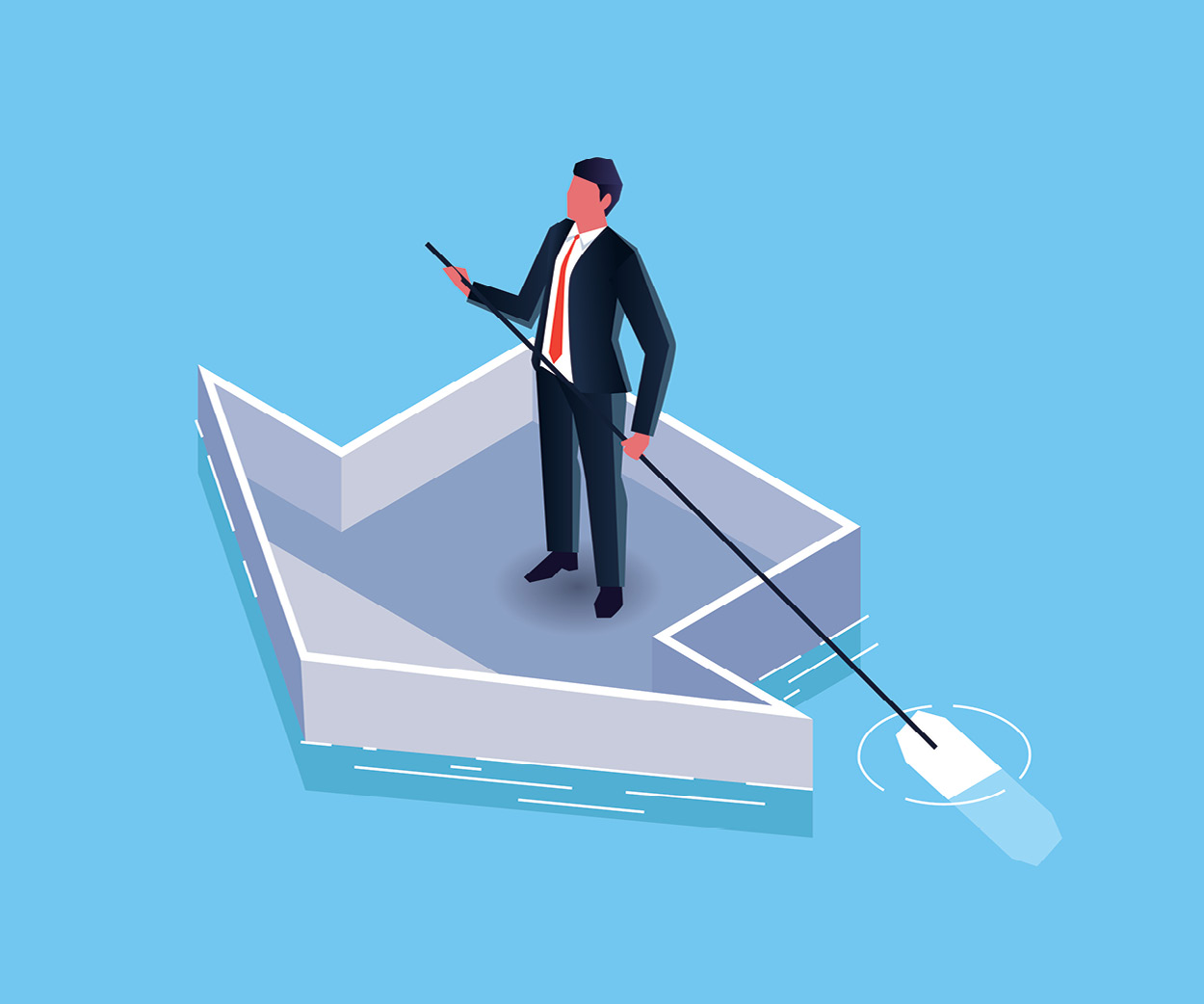 armada-thumbnail a graphic showing a man in a business suit rowing a boat