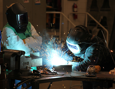 Students welding