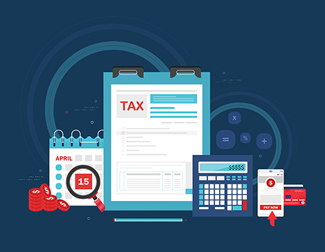 tax-season-article An illustration showing tax-related items