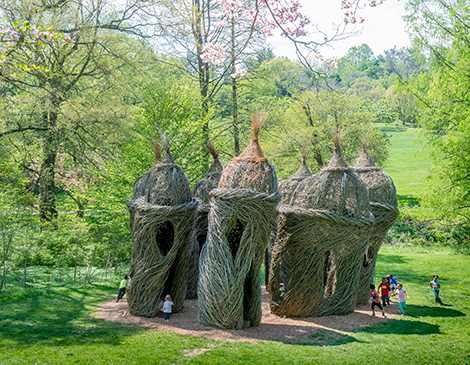 A Waltz in the Woods is one of Patrick Dougherty’s many stick sculptures.   A Waltz in the Woods is one of Patrick Dougherty’s many stick sculptures.