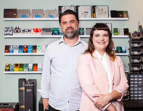 Married couple Julie Robbins and Jamie Stillman helm the pedal company. Married couple Julie Robbins and Jamie Stillman helm the pedal company.