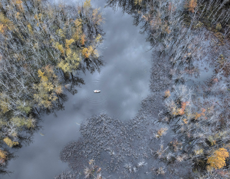 Michael Tsegaye’s aerial shots of the Cuyahoga River go on display at the Cleveland Print Room June 22. 