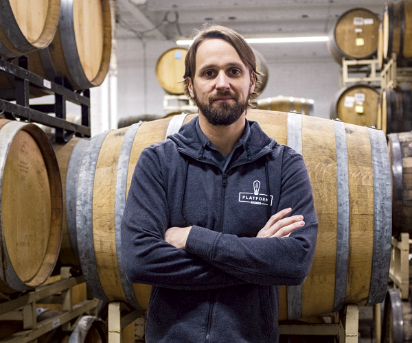 Platform Beer Co. co-owner Paul Benner hangs out inside Phunkenship.