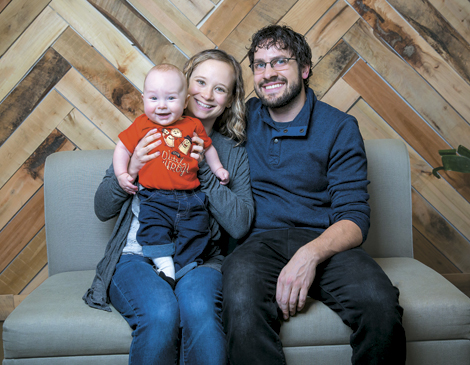 Stephanie and Alex Rodgers design kids' clothing with witty themes that their son Parker models.