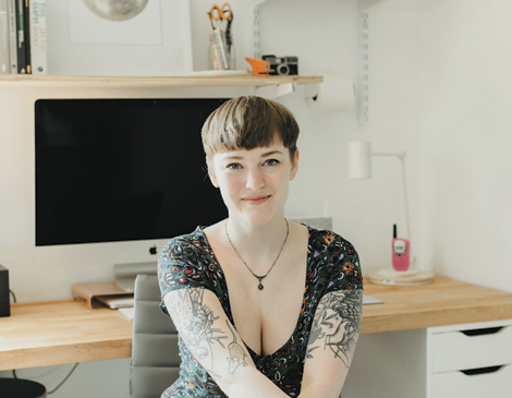 The minimalist space inspires her photography and design work. 