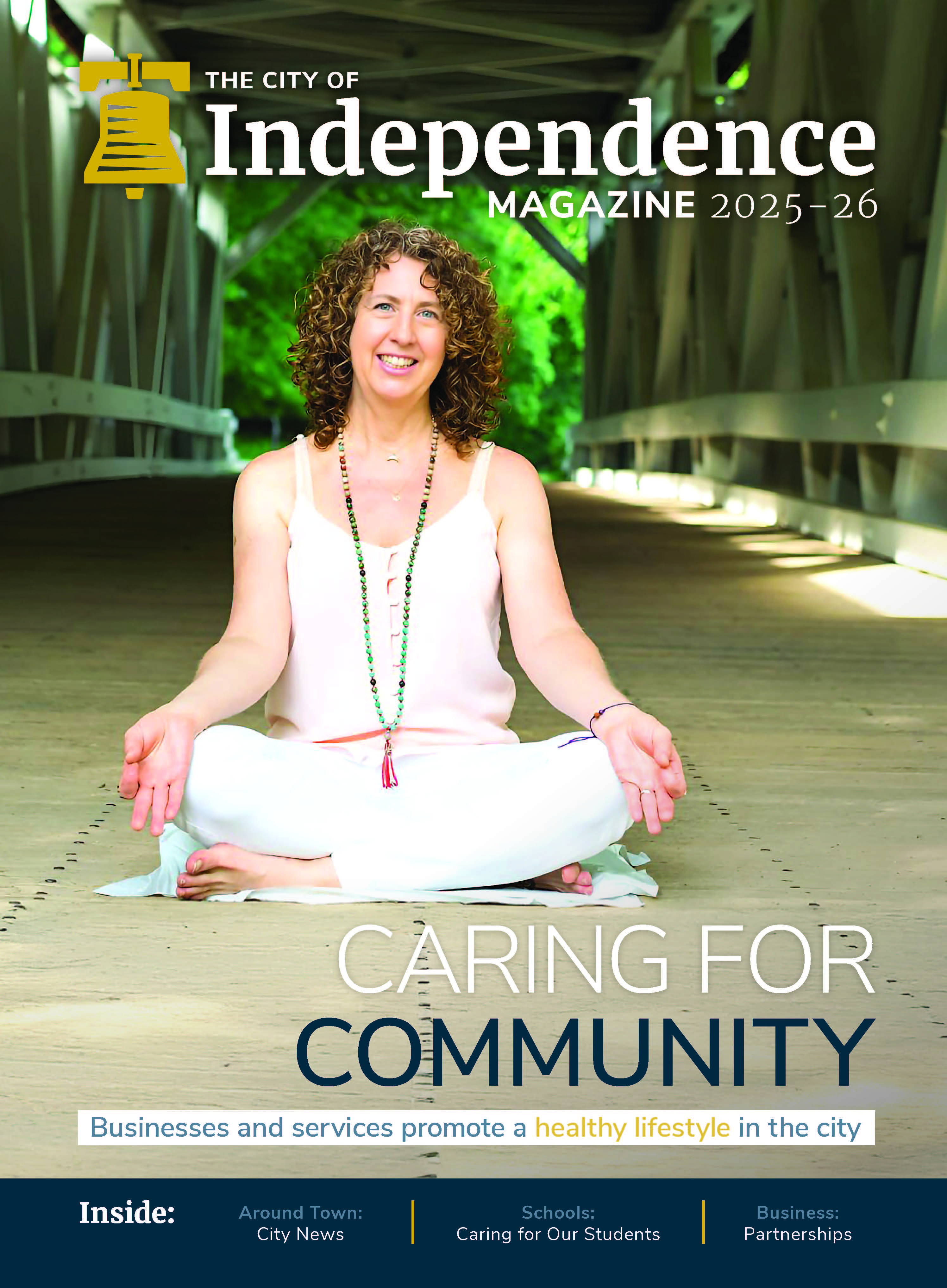 Woman doing yoga on cover of Independence Magazine