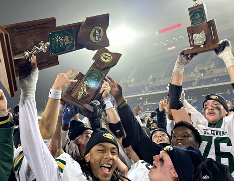 St. Ed football players celebrate