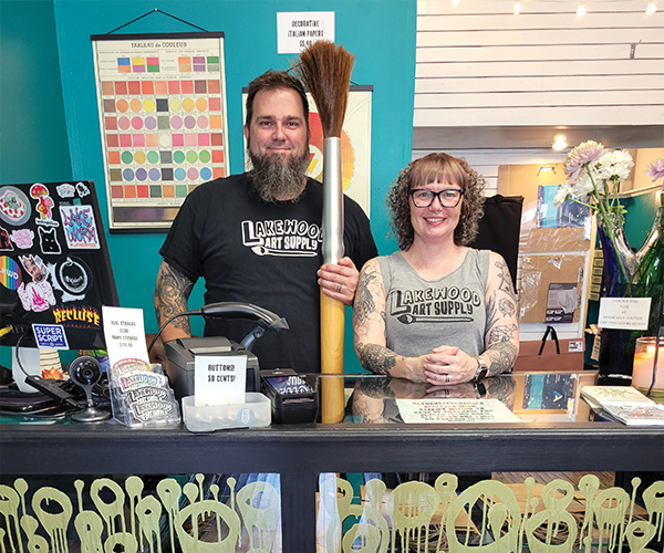 Owners inside Lakewood Art Supply