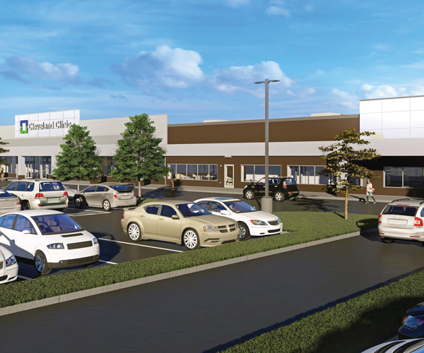 a rendering of the new Cleveland Clinic campus coming to Middleburg Heights, Ohio