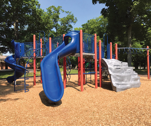 A blue and red playground