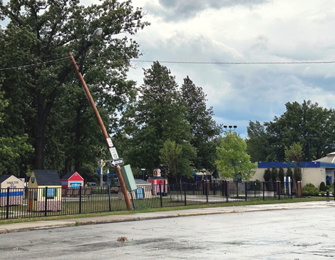 rocky-river-feature-article A telephone pole leaning over Rocky River's Safety Town