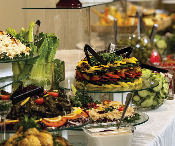 A buffet set up at an event