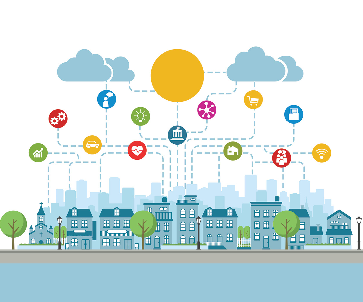 Illustration of a city street